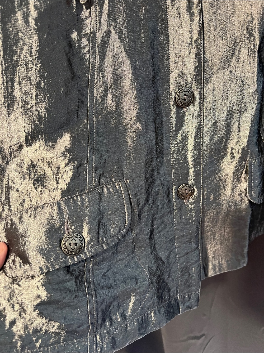 Ruby Rd. Metallic Silver Drawstring Utility Jacket - Picture 4 of 7